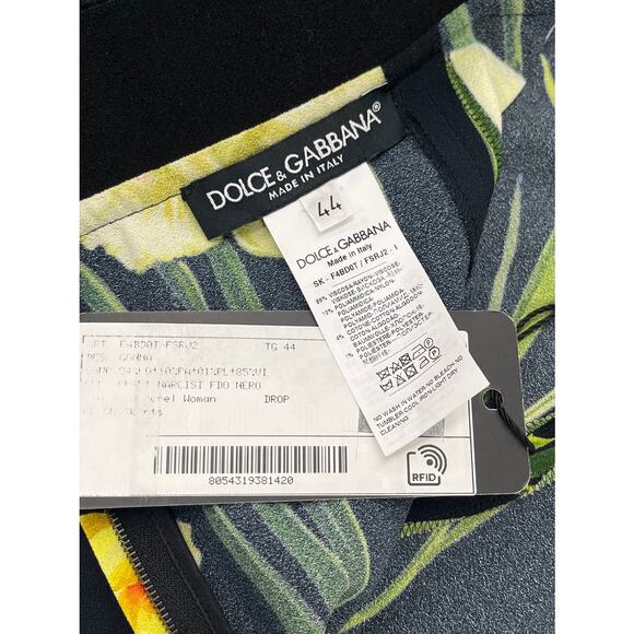 DOLCE & GABBANA Black Daffodil-print Cady Midi Skirt  IT 40 US S - Picture 9 of 9